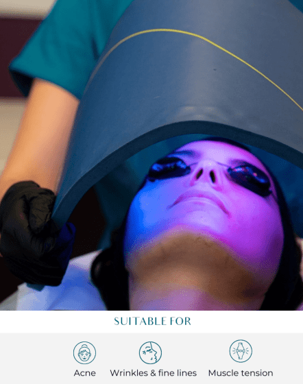 patient receiving Celluma led light therapy treatment