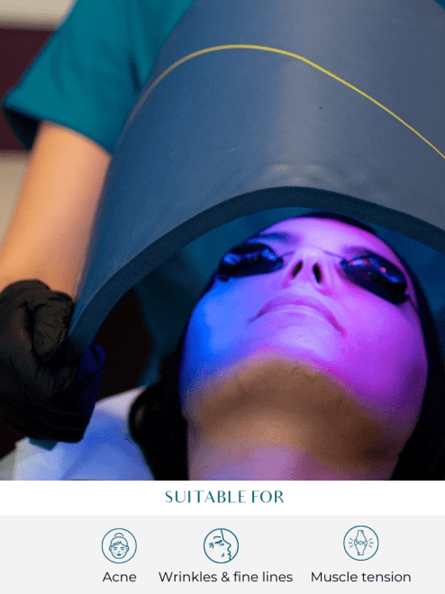 patient receiving Celluma led light therapy treatment