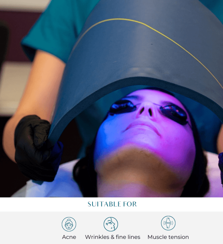 patient receiving Celluma led light therapy treatment